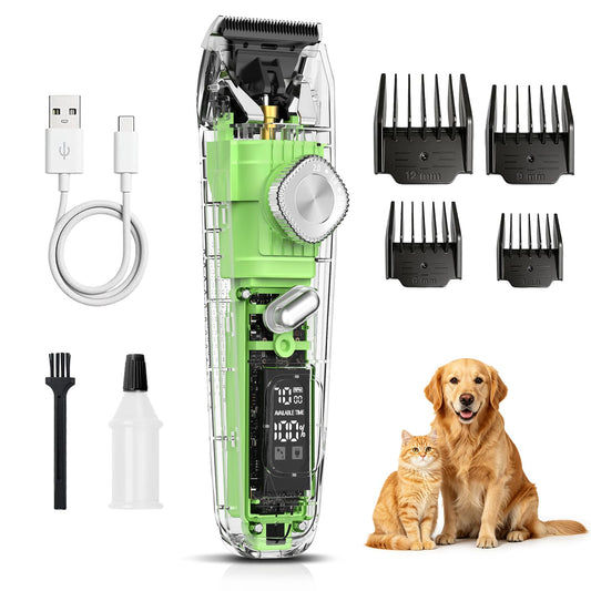 Pro Dog Clippers for Thick & Matted Coats – 3-Speed Pet Grooming Clippers with LCD Display, 4 Shaver Sizes, Quiet Cordless Trimmer for Dogs & Cats