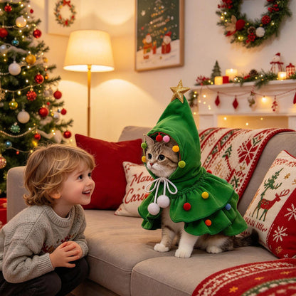 Christmas Tree Pet Costume for Cats & Small Dogs