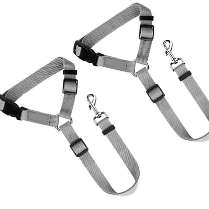 Dog Car Seat Belt 2-Pack – Adjustable Pet Safety Belt for Headrests, Heavy-Duty Nylon Car Restraint for Dogs