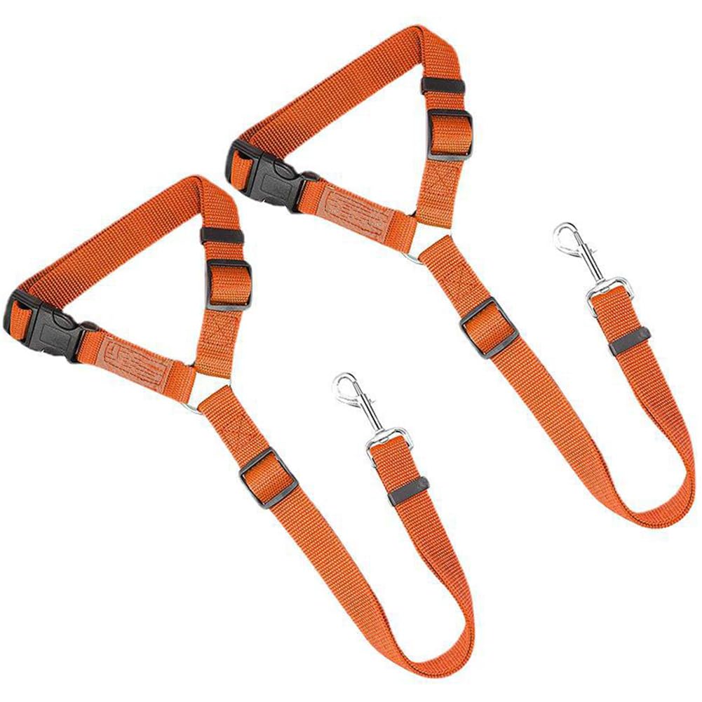 Dog Car Seat Belt 2-Pack – Adjustable Pet Safety Belt for Headrests, Heavy-Duty Nylon Car Restraint for Dogs