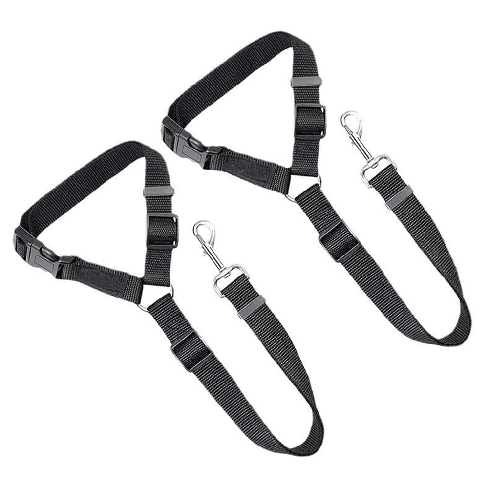 Dog Car Seat Belt 2-Pack – Adjustable Pet Safety Belt for Headrests, Heavy-Duty Nylon Car Restraint for Dogs