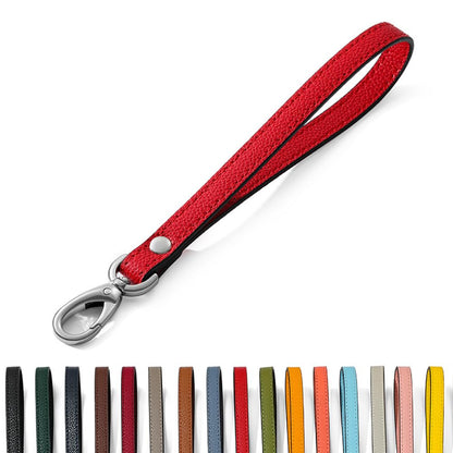 Short Leather Dog Leash – Heavy Duty 8-Inch Leather Lead with Metal Hook for Medium & Large Dogs