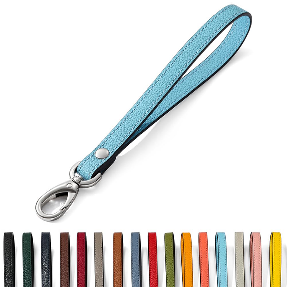 Short Leather Dog Leash – Heavy Duty 8-Inch Leather Lead with Metal Hook for Medium & Large Dogs