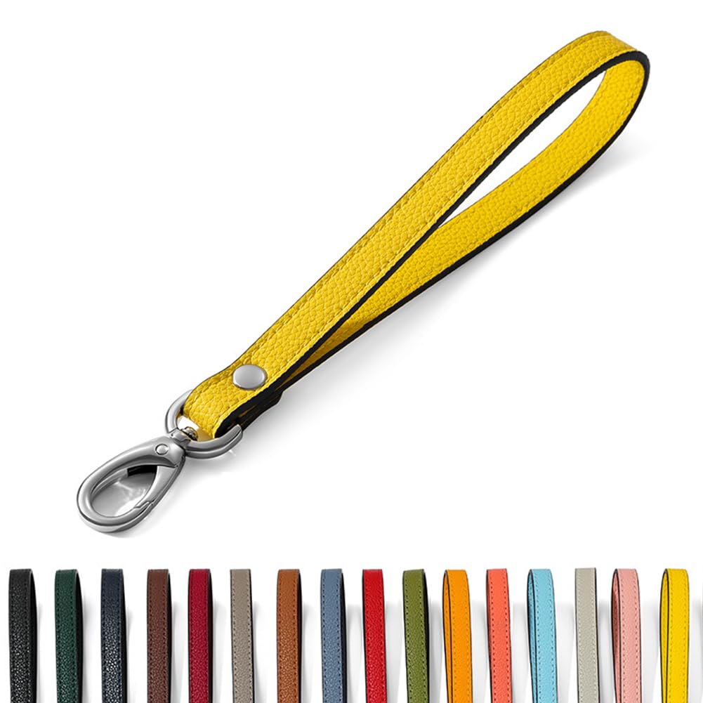 Short Leather Dog Leash – Heavy Duty 8-Inch Leather Lead with Metal Hook for Medium & Large Dogs