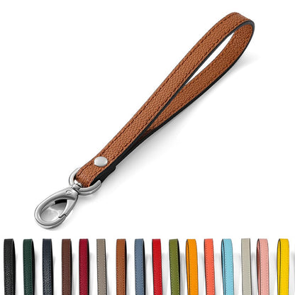 Short Leather Dog Leash – Heavy Duty 8-Inch Leather Lead with Metal Hook for Medium & Large Dogs