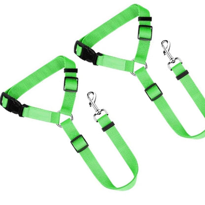 Dog Car Seat Belt 2-Pack – Adjustable Pet Safety Belt for Headrests, Heavy-Duty Nylon Car Restraint for Dogs