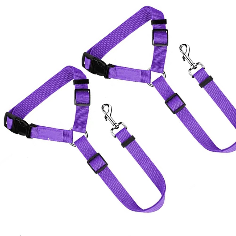 Dog Car Seat Belt 2-Pack – Adjustable Pet Safety Belt for Headrests, Heavy-Duty Nylon Car Restraint for Dogs