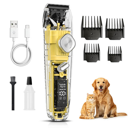Pro Dog Clippers for Thick & Matted Coats – 3-Speed Pet Grooming Clippers with LCD Display, 4 Shaver Sizes, Quiet Cordless Trimmer for Dogs & Cats