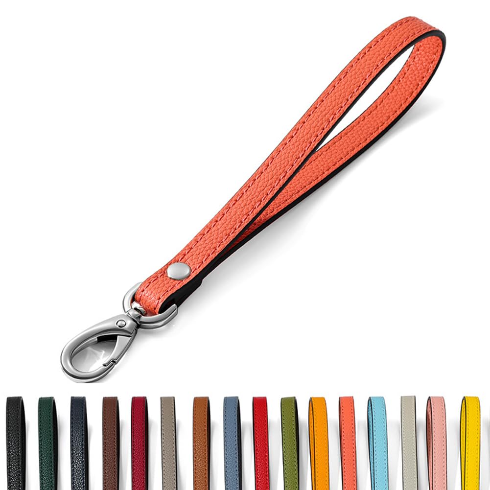 Short Leather Dog Leash – Heavy Duty 8-Inch Leather Lead with Metal Hook for Medium & Large Dogs