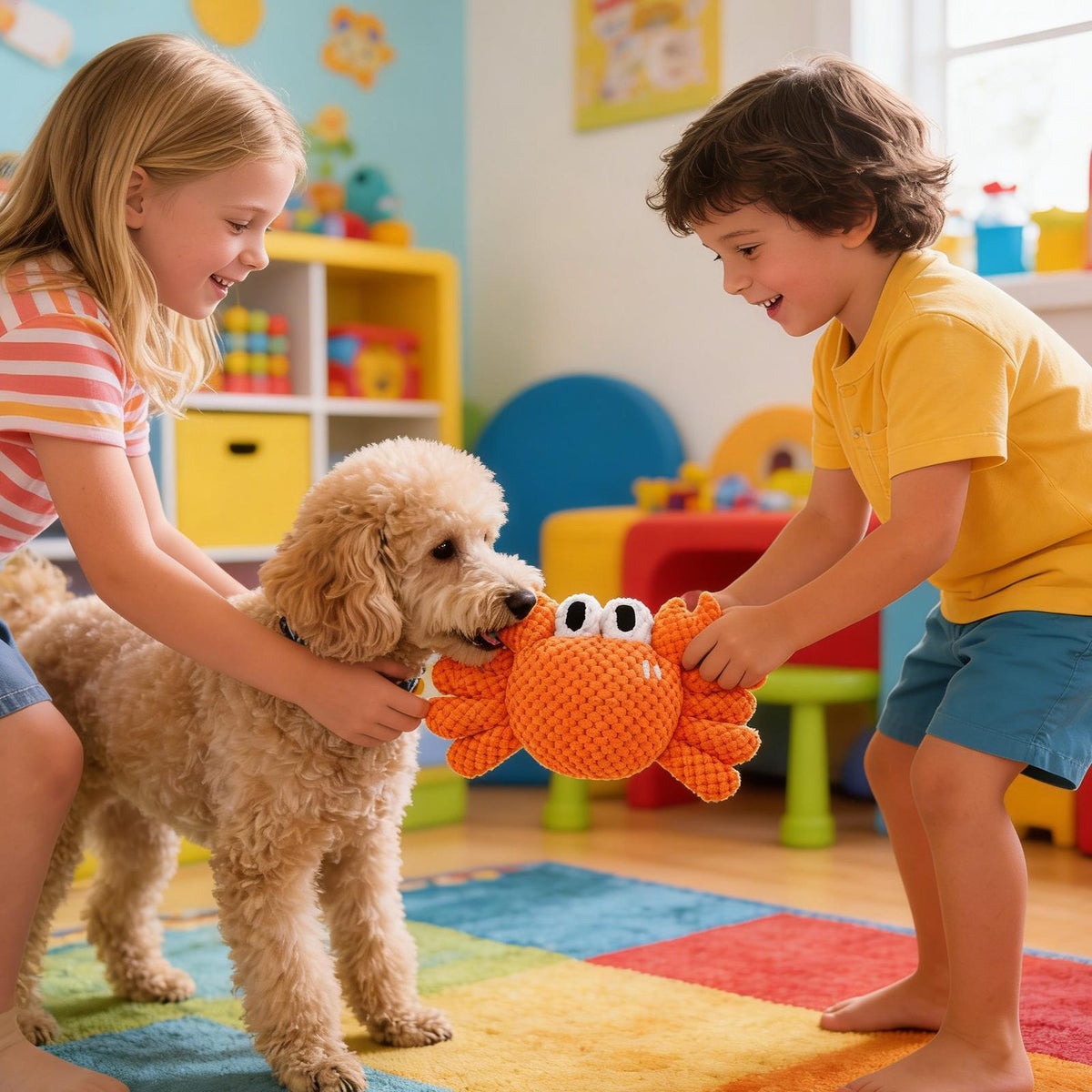 Crab Dog Squeaky Chew Toy for Playtime & Pet Enrichment