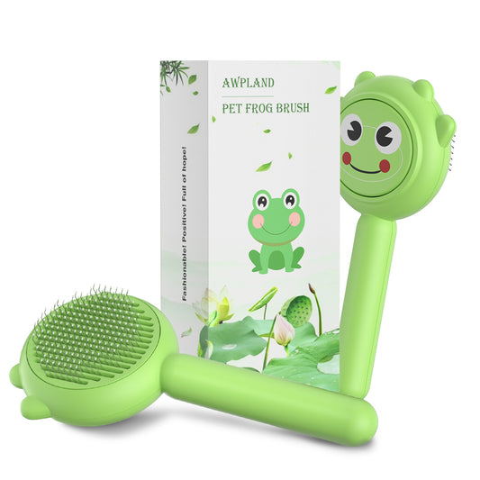 Cute Frog Shape Pet Brush with Soft Ergonomic Handle for Cats & Dogs