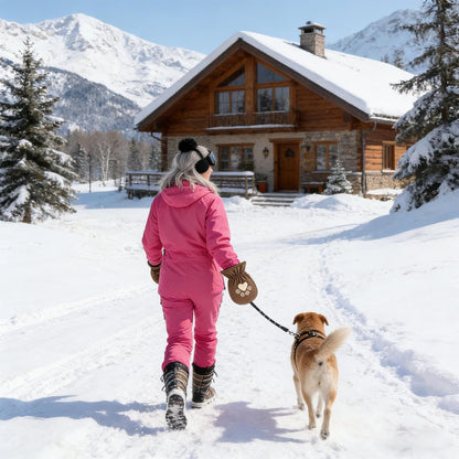 Winter Dog Leash with Built-In Thermal Mitten