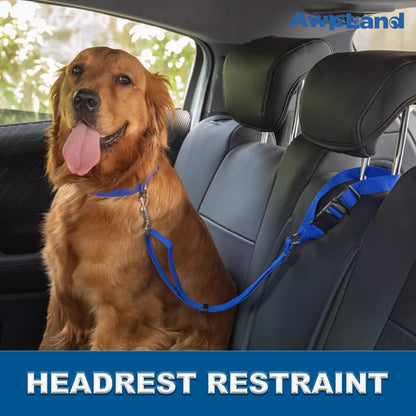 Dog Car Seat Belt 2-Pack – Adjustable Pet Safety Belt for Headrests, Heavy-Duty Nylon Car Restraint for Dogs