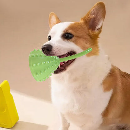 Green Lotus Pod Dog Ball Toy with Bell & Irregular Bounce