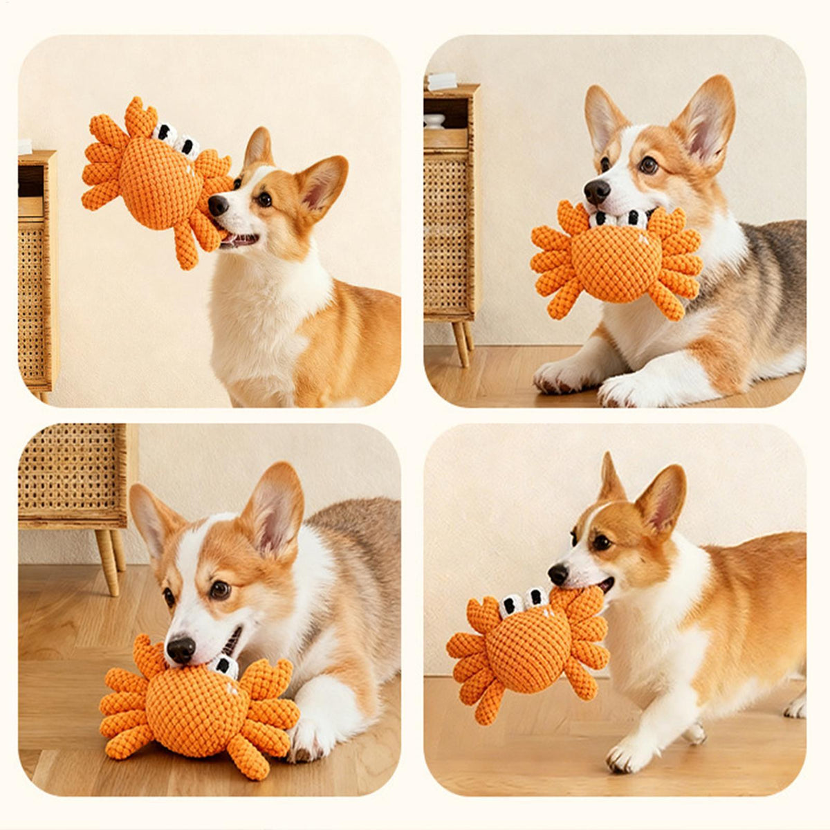 Crab Dog Squeaky Chew Toy for Playtime & Pet Enrichment