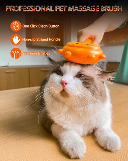 Pumpkin Pet Grooming Self Cleaning Slicker Brush for Dogs Cats Puppy Rabbit