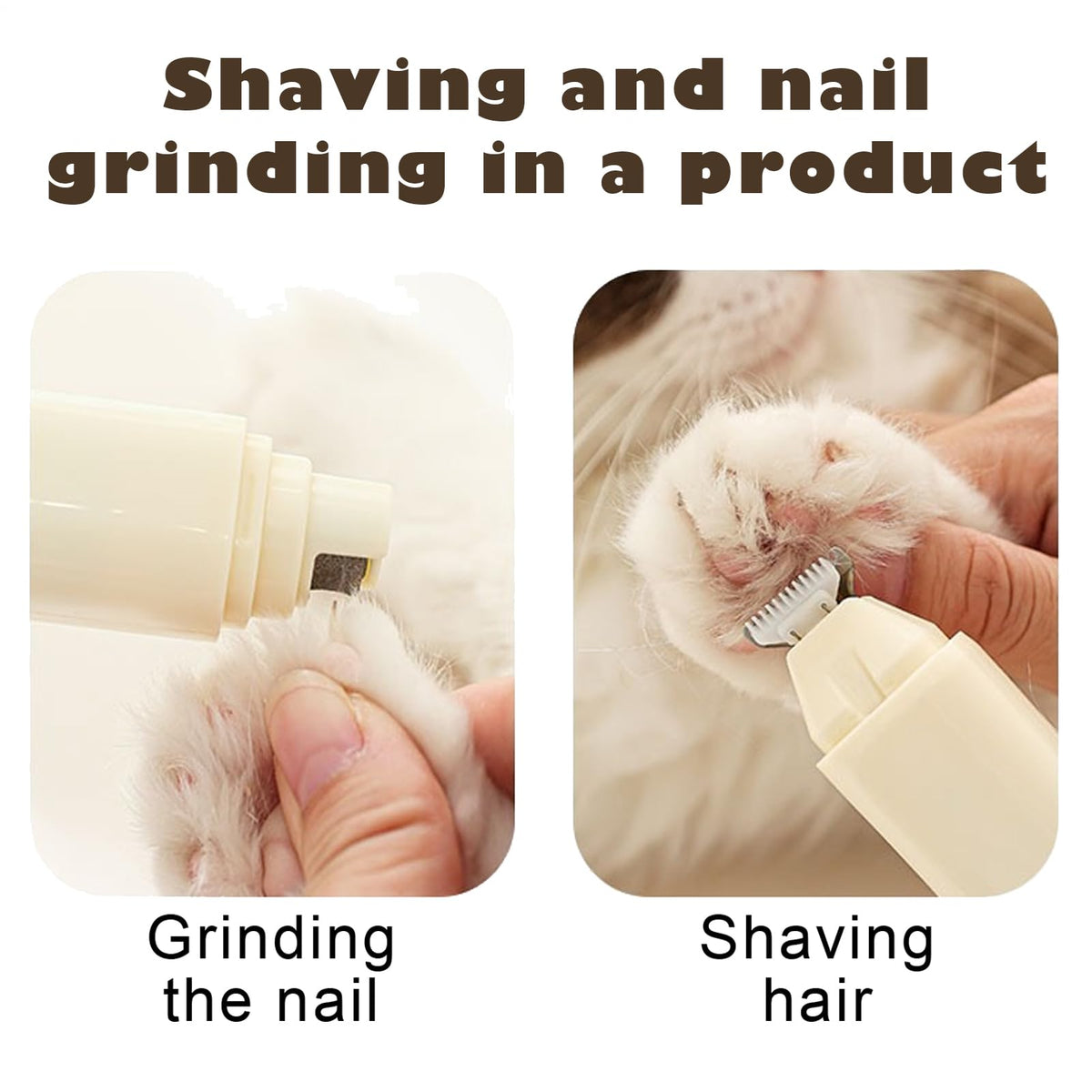 2-in-1 Dog Grooming Clippers & Nail Grinder with LED Light