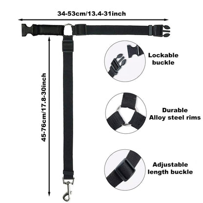 Dog Car Seat Belt 2-Pack – Adjustable Pet Safety Belt for Headrests, Heavy-Duty Nylon Car Restraint for Dogs