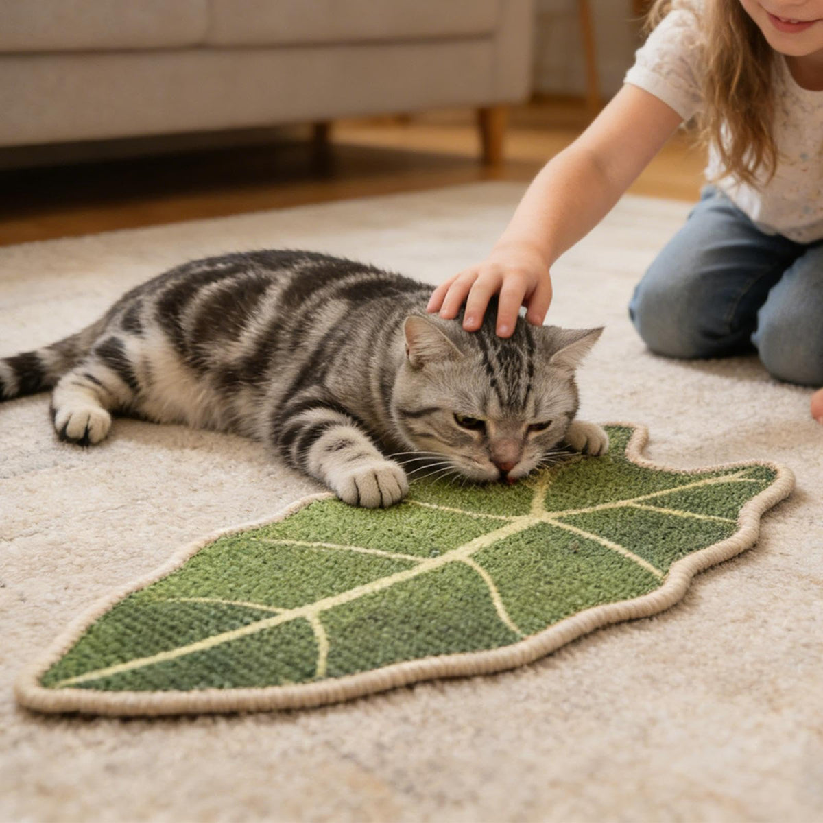 Large Leaf-Shaped Sisal Cat Scratcher Mat