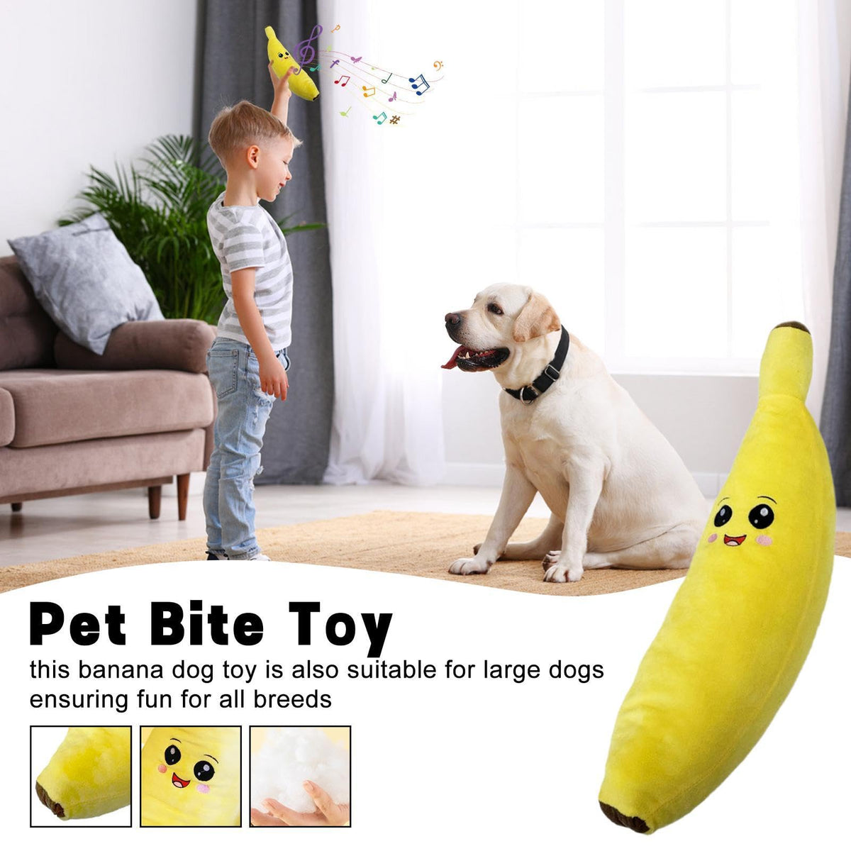 Plush Banana Squeaky Dog Toy