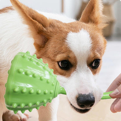 Green Lotus Pod Dog Ball Toy with Bell & Irregular Bounce