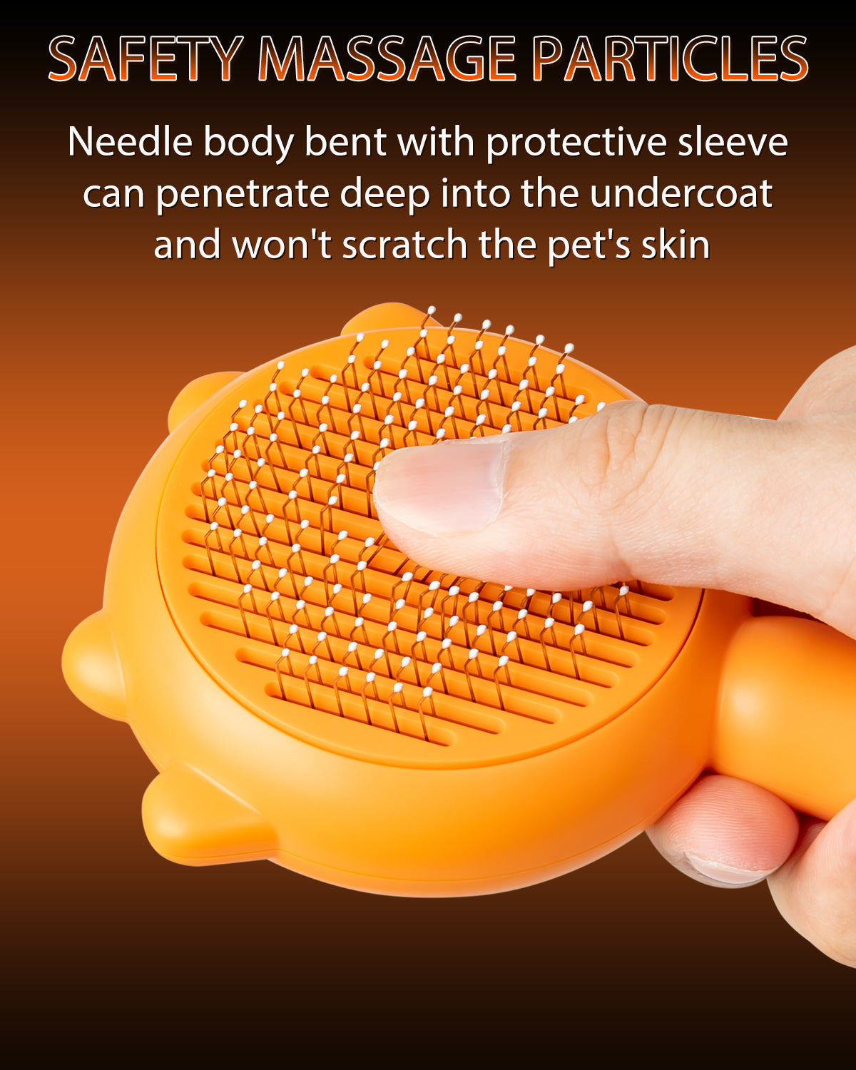 Pumpkin Pet Grooming Self Cleaning Slicker Brush for Dogs Cats Puppy Rabbit