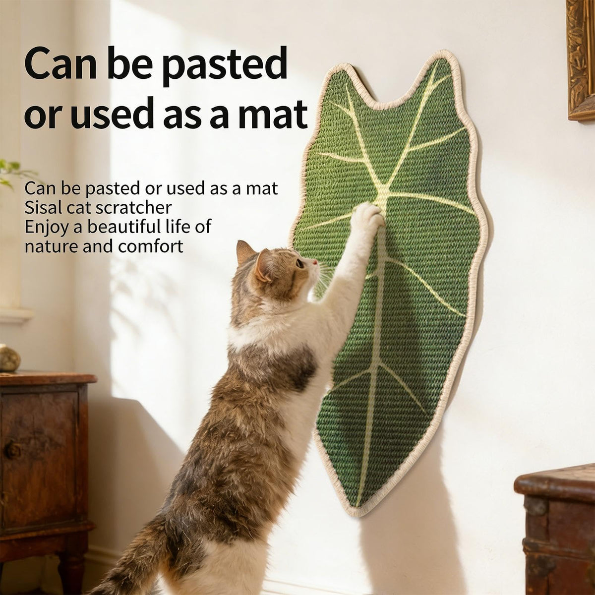 Large Leaf-Shaped Sisal Cat Scratcher Mat