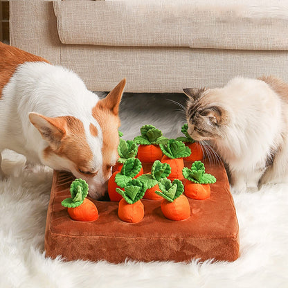 Snuffle Mat & Carrot Puzzle Toy for Dogs – Interactive Foraging & Treat Hide-and-Seek Game