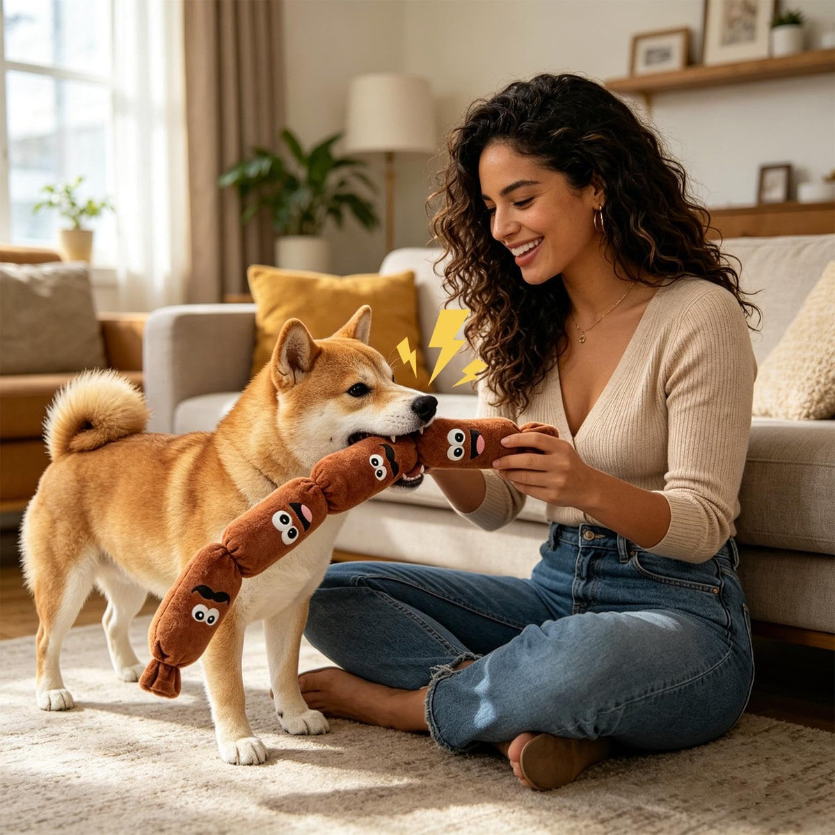 Plush Interactive Squeaky Sausage Dog Toy