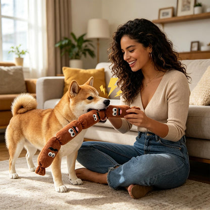 Plush Interactive Squeaky Sausage Dog Toy