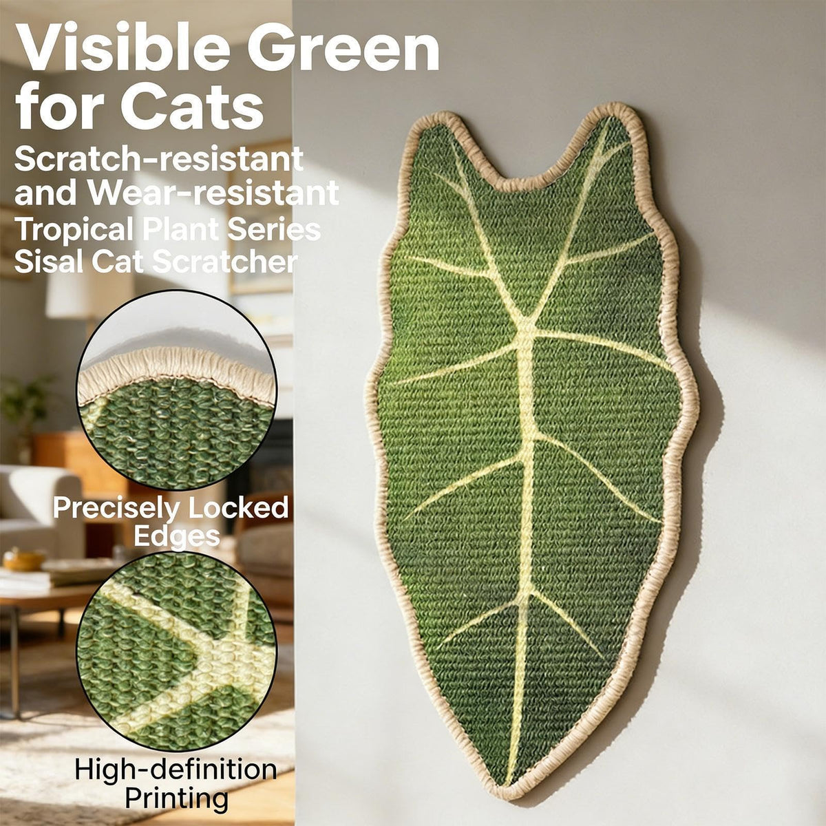 Large Leaf-Shaped Sisal Cat Scratcher Mat