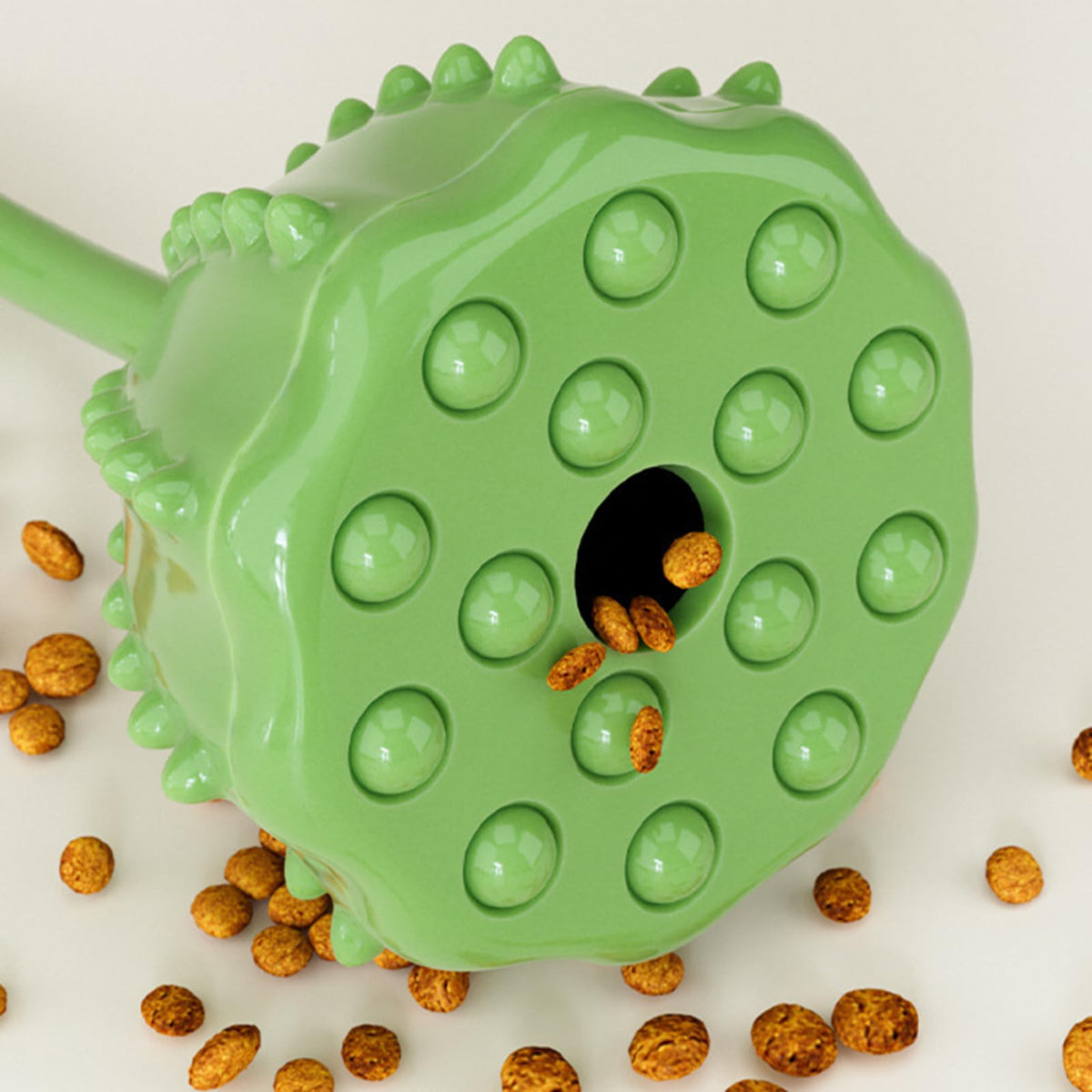 Green Lotus Pod Dog Ball Toy with Bell & Irregular Bounce