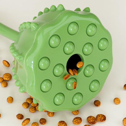 Green Lotus Pod Dog Ball Toy with Bell & Irregular Bounce