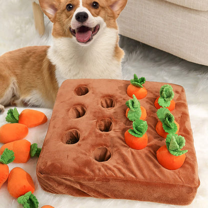 Snuffle Mat & Carrot Puzzle Toy for Dogs – Interactive Foraging & Treat Hide-and-Seek Game