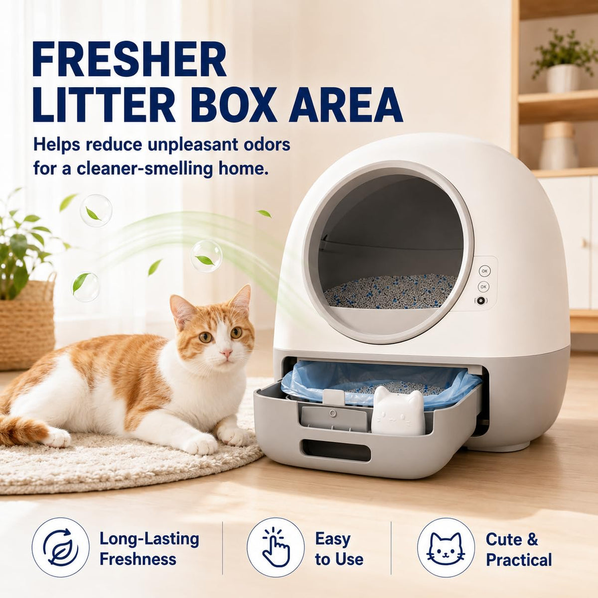 4-Pack Automatic Cat Litter Box Deodorizer – Fits Cumrige, Fumoi & More