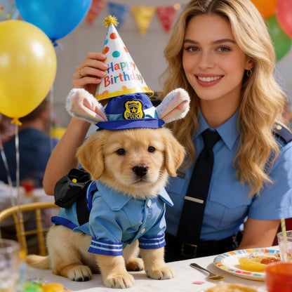 Police Officer Puppy Costume with Detachable Pocket