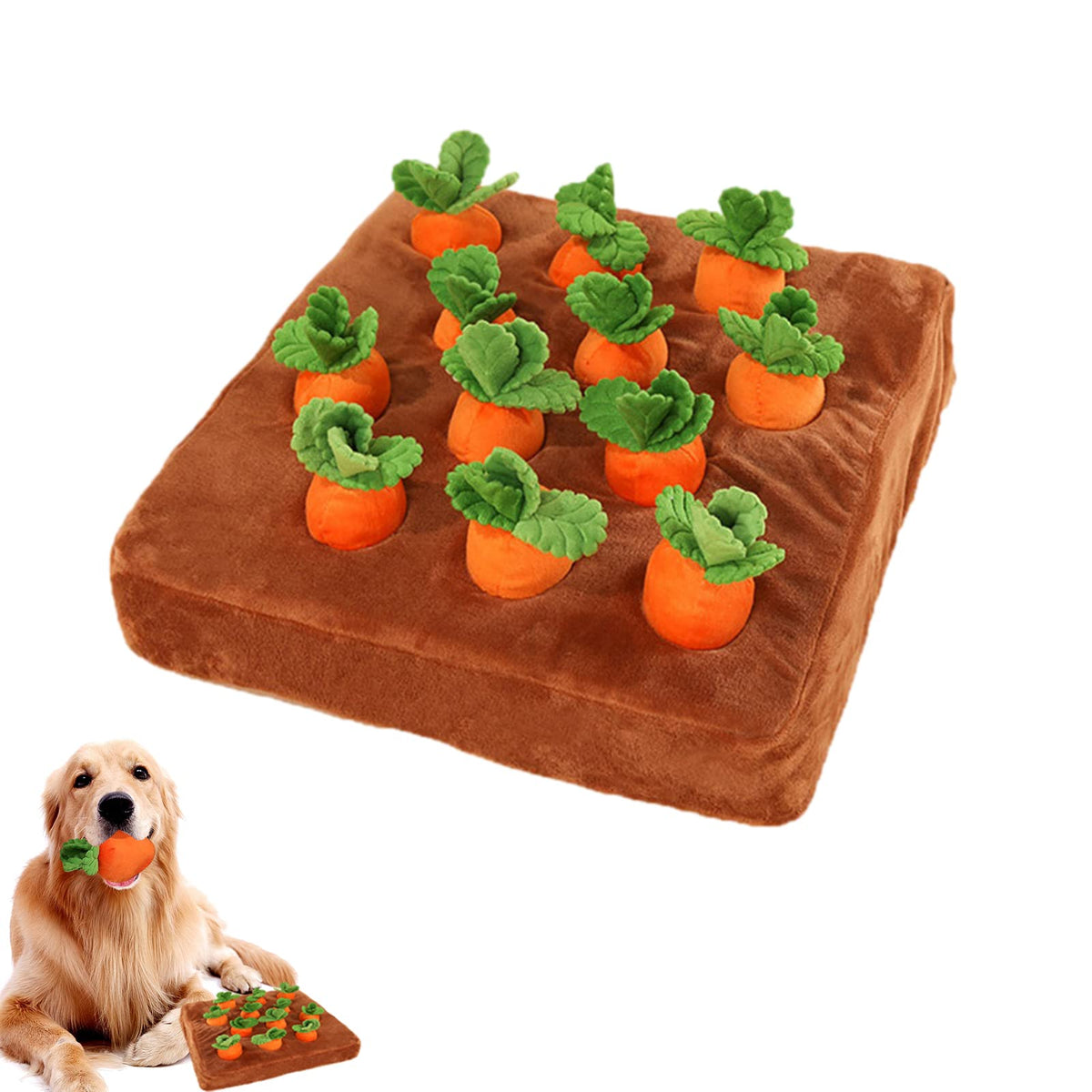 Snuffle Mat & Carrot Puzzle Toy for Dogs – Interactive Foraging & Treat Hide-and-Seek Game