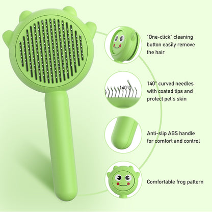 Cute Frog Shape Pet Brush with Soft Ergonomic Handle for Cats & Dogs