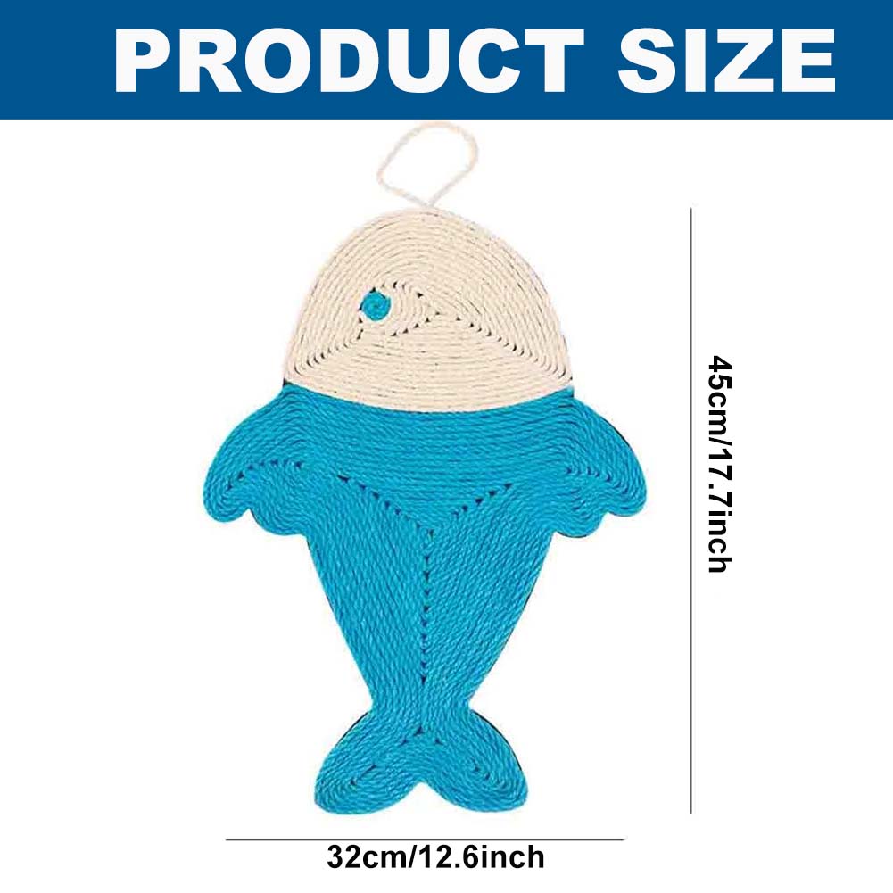 Natural Sisal Fish Shape Cat Scratch Mats, Anti-Slip Cat Scratching Pads Toy for Indoor Cats