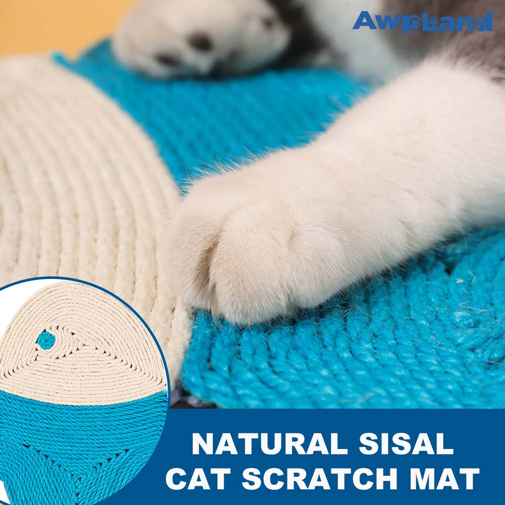 Natural Sisal Fish Shape Cat Scratch Mats, Anti-Slip Cat Scratching Pads Toy for Indoor Cats