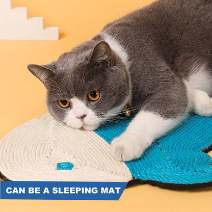 Natural Sisal Fish Shape Cat Scratch Mats, Anti-Slip Cat Scratching Pads Toy for Indoor Cats