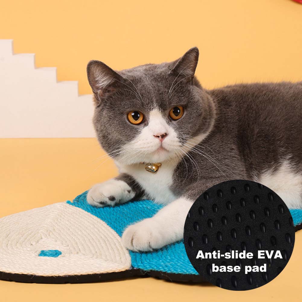 Natural Sisal Fish Shape Cat Scratch Mats, Anti-Slip Cat Scratching Pads Toy for Indoor Cats