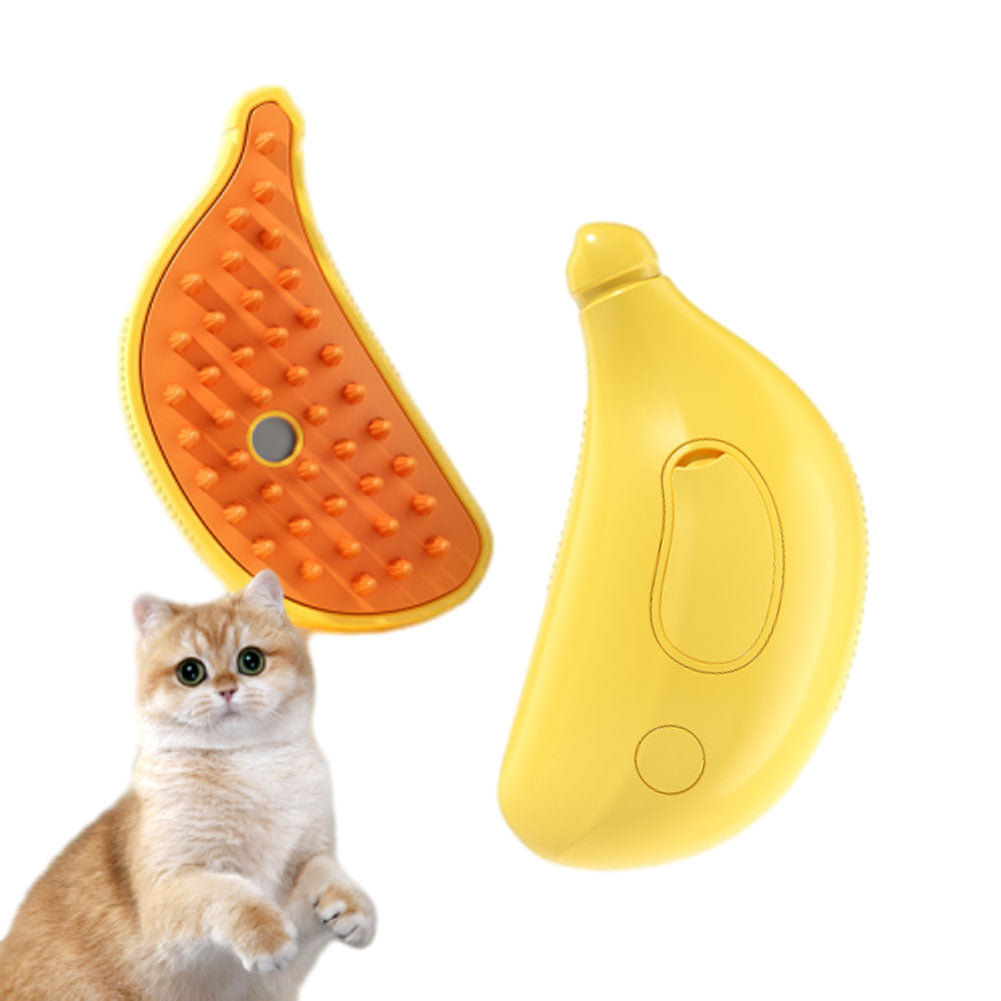 Steamy Cat Brush, Cute Banana shape Self Cleaning Steam Pet Brush for Cog Cat Rabbit,