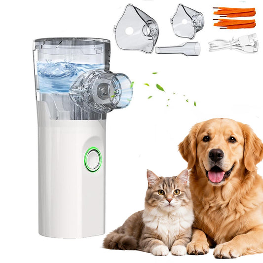 Pet Nebulizer for Dogs & Cats – Portable USB Rechargeable Nebulizer with 2 Mist Modes