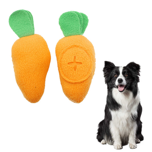 2 Pack Carrot Dog Puzzle Toys, Plush Dog Squeak Toys for Treat Food Dispenser