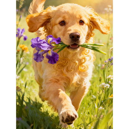 Golden Retriever Diamond Painting Kit, 30 × 40 cm