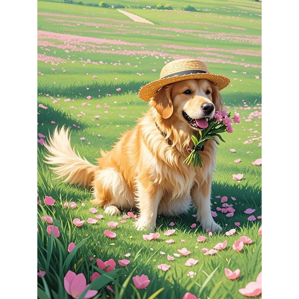 Golden Retriever Diamond Painting Kit, 30 × 40 cm