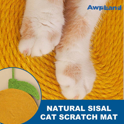 Natural Sisal Apple Shape Cat Scratch Mats, Anti-Slip Cat Scratching Pads Toy for Indoor Cats