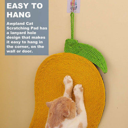 Natural Sisal Apple Shape Cat Scratch Mats, Anti-Slip Cat Scratching Pads Toy for Indoor Cats