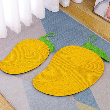 Natural Sisal Apple Shape Cat Scratch Mats, Anti-Slip Cat Scratching Pads Toy for Indoor Cats